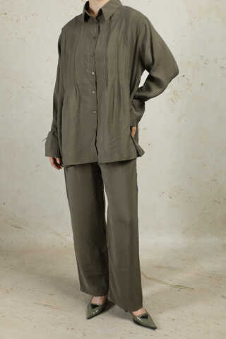 Nervürlü Gömlek Takım Haki - 4