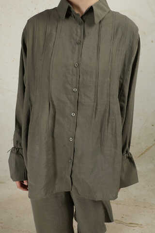 Nervürlü Gömlek Takım Haki - 5