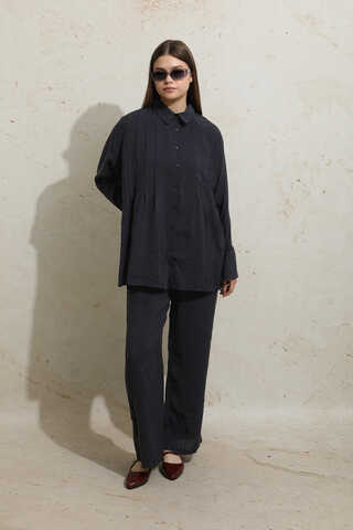 Nervürlü Gömlek Takım Koyu Lacivert - 2