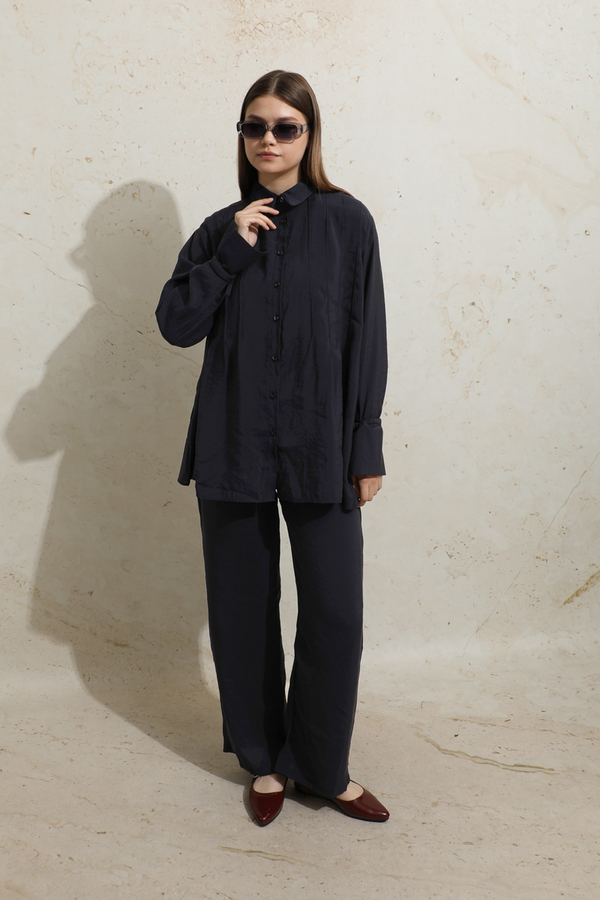 Nervürlü Gömlek Takım Koyu Lacivert - 4