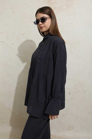 Nervürlü Gömlek Takım Koyu Lacivert - 1