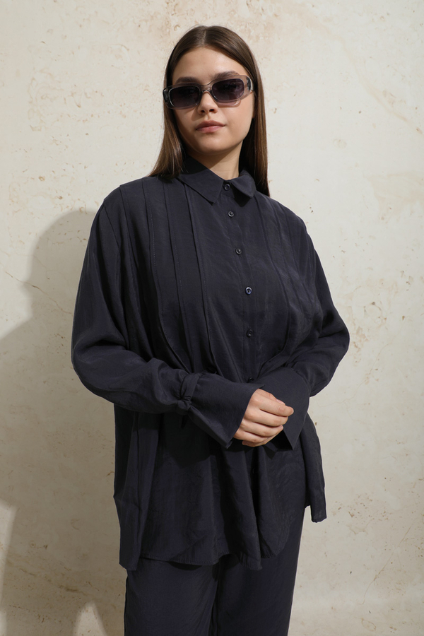 Nervürlü Gömlek Takım Koyu Lacivert - 3