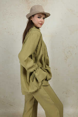 Nervürlü Gömlek Takım Yağ Yeşili - 4