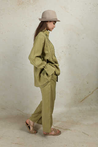 Nervürlü Gömlek Takım Yağ Yeşili - 6