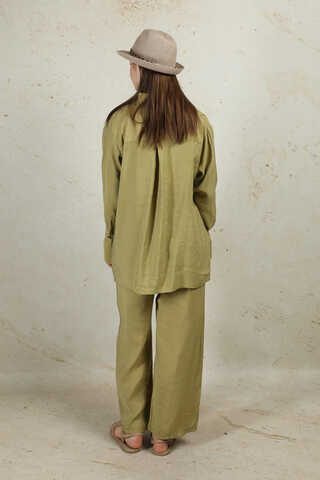 Nervürlü Gömlek Takım Yağ Yeşili - 7