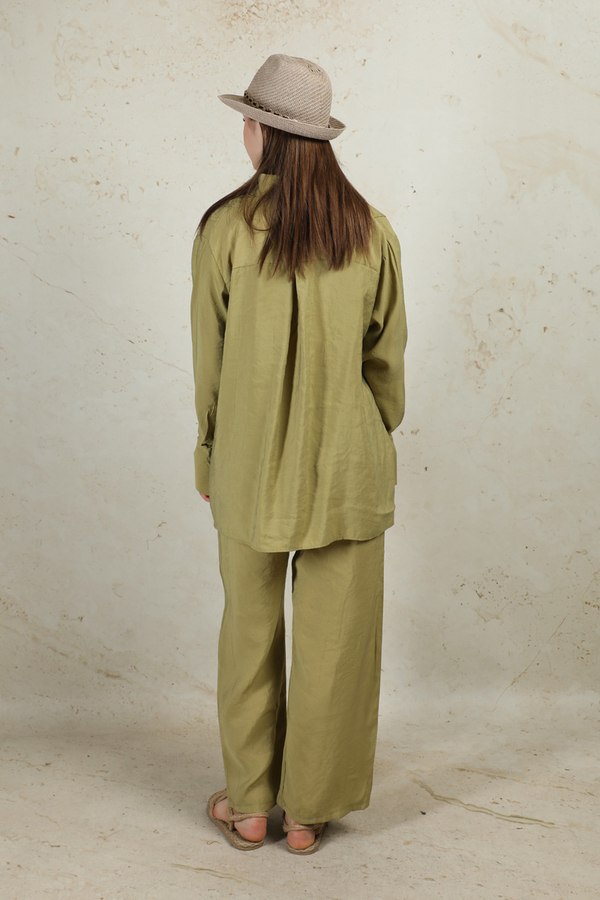 Nervürlü Gömlek Takım Yağ Yeşili - 7