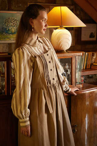 Nervürlü Keten Jile Vizon - 8