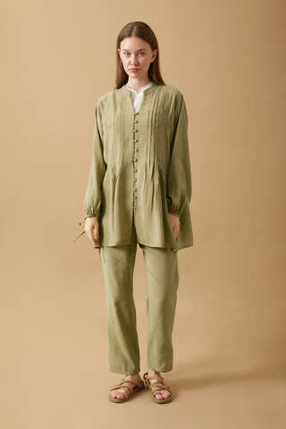 Nervürlü Pantolon Takım Açık Yeşil - 2