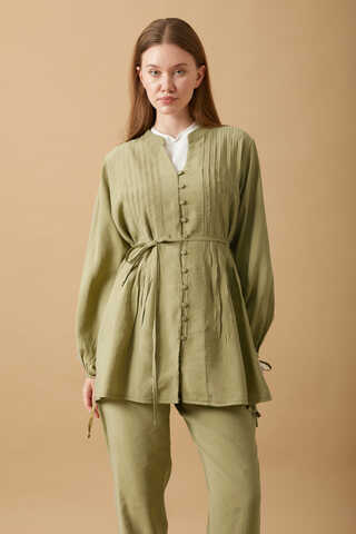 Nervürlü Pantolon Takım Açık Yeşil - 4