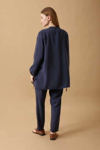 Nervürlü Pantolon Takım Lacivert - 3