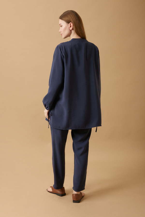 Nervürlü Pantolon Takım Lacivert - 3