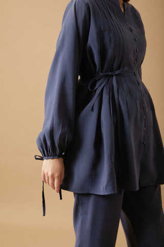 Nervürlü Pantolon Takım Lacivert - 5