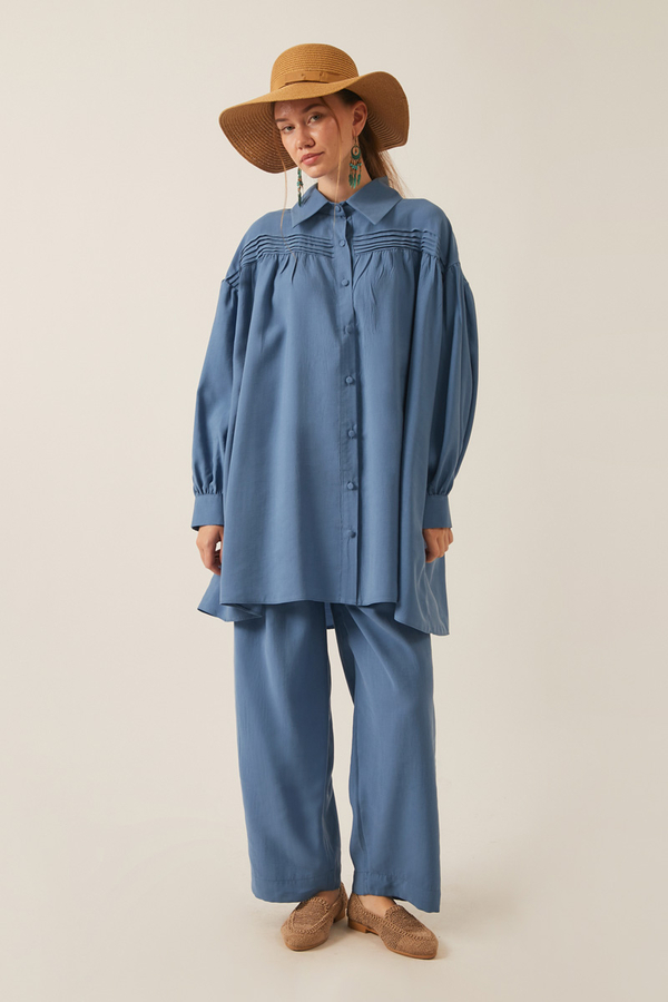 Nervürlü Tensel Takım İndigo - 7