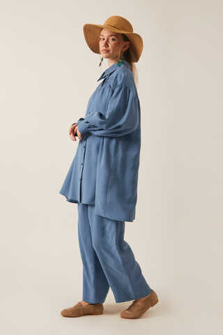 Nervürlü Tensel Takım İndigo - 9