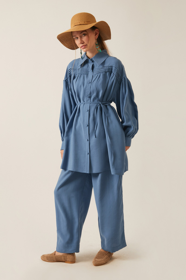 Nervürlü Tensel Takım İndigo - 5