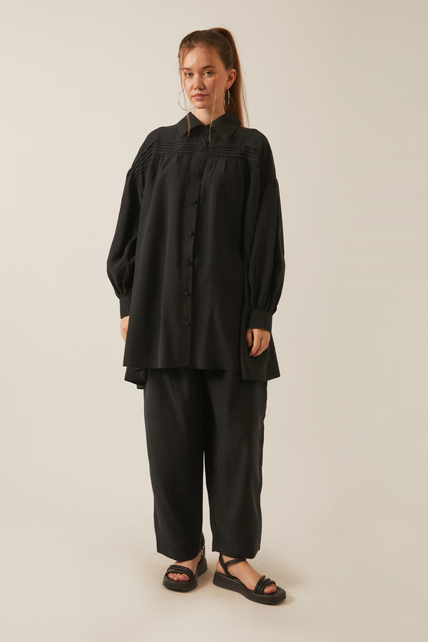 Nervürlü Tensel Takım Siyah - 4