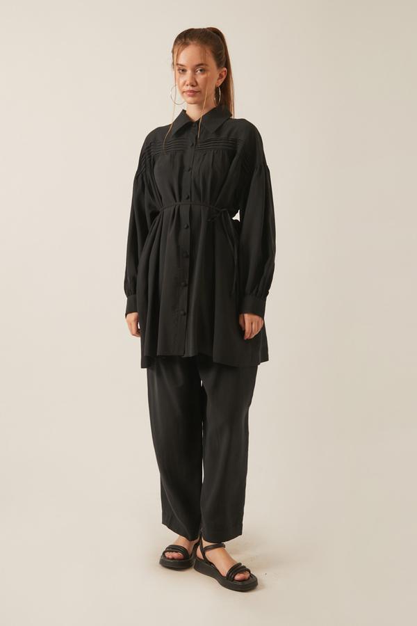 Nervürlü Tensel Takım Siyah