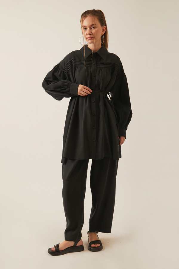 Nervürlü Tensel Takım Siyah - 12