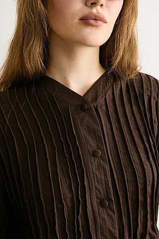 Nervürlü Vual Gömlek Acı Kahve - 2