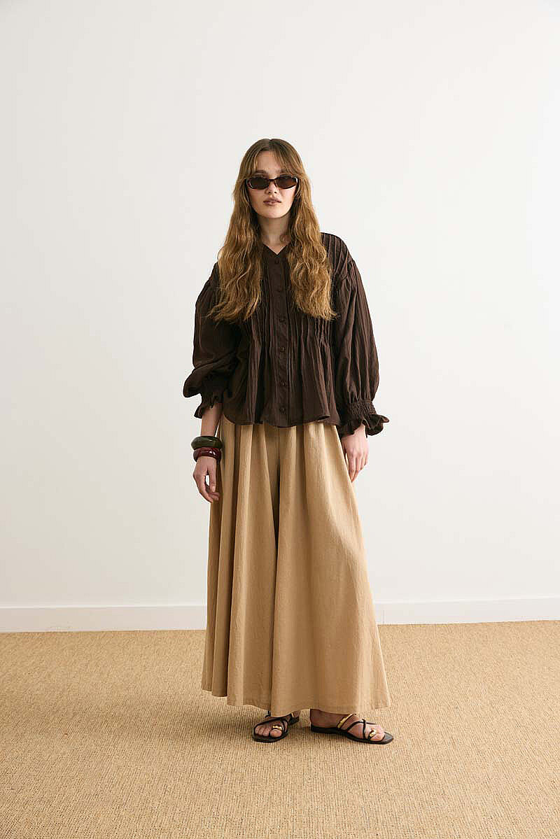 Nervürlü Vual Gömlek Acı Kahve - 3