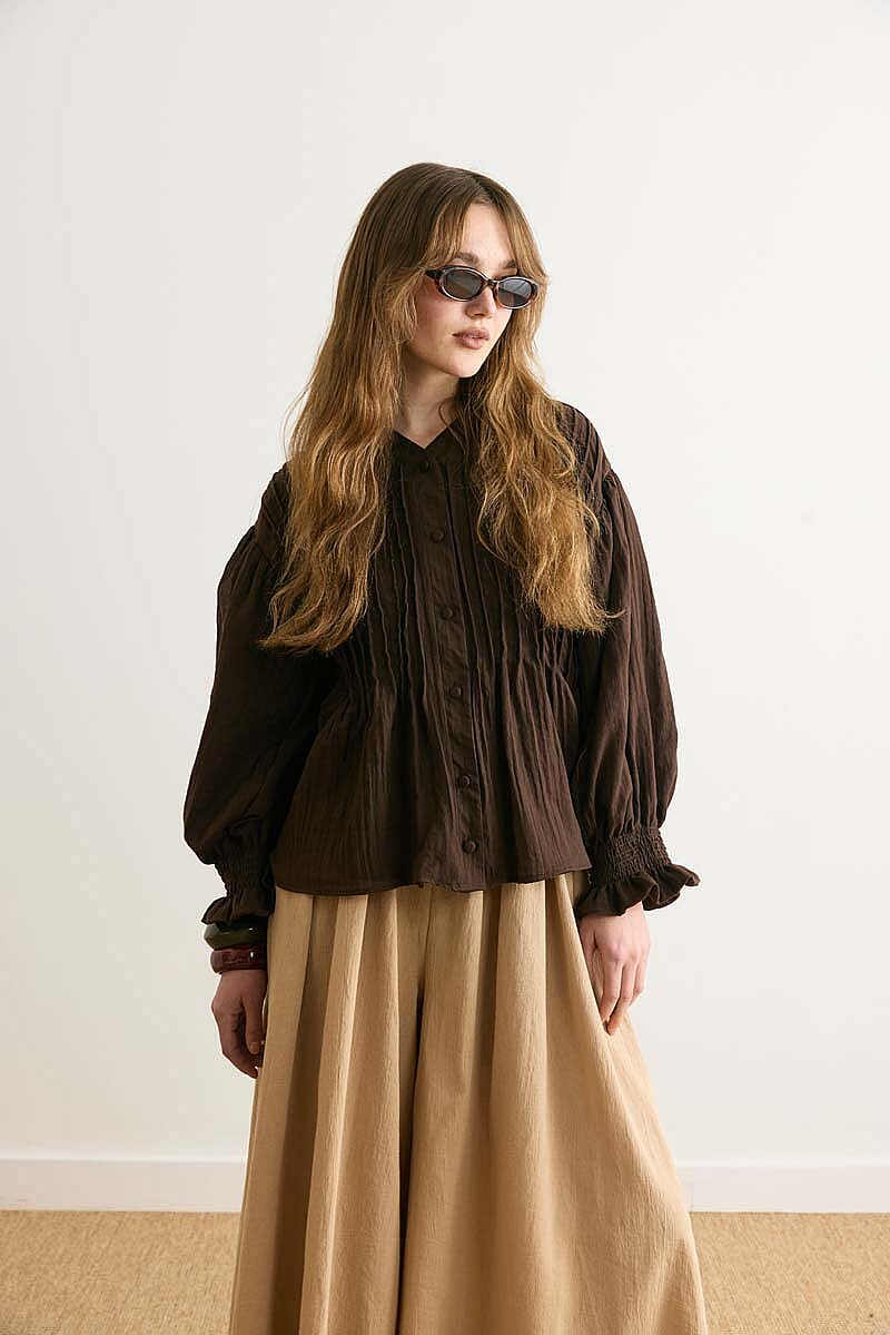 Nervürlü Vual Gömlek Acı Kahve - 7