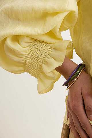 Nervürlü Vual Gömlek Açık Sarı - 5