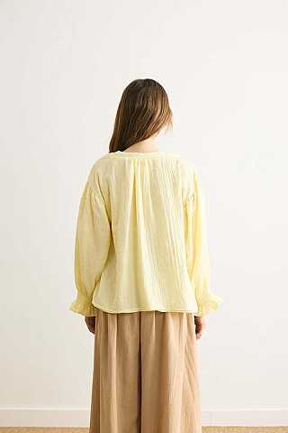 Nervürlü Vual Gömlek Açık Sarı - 6