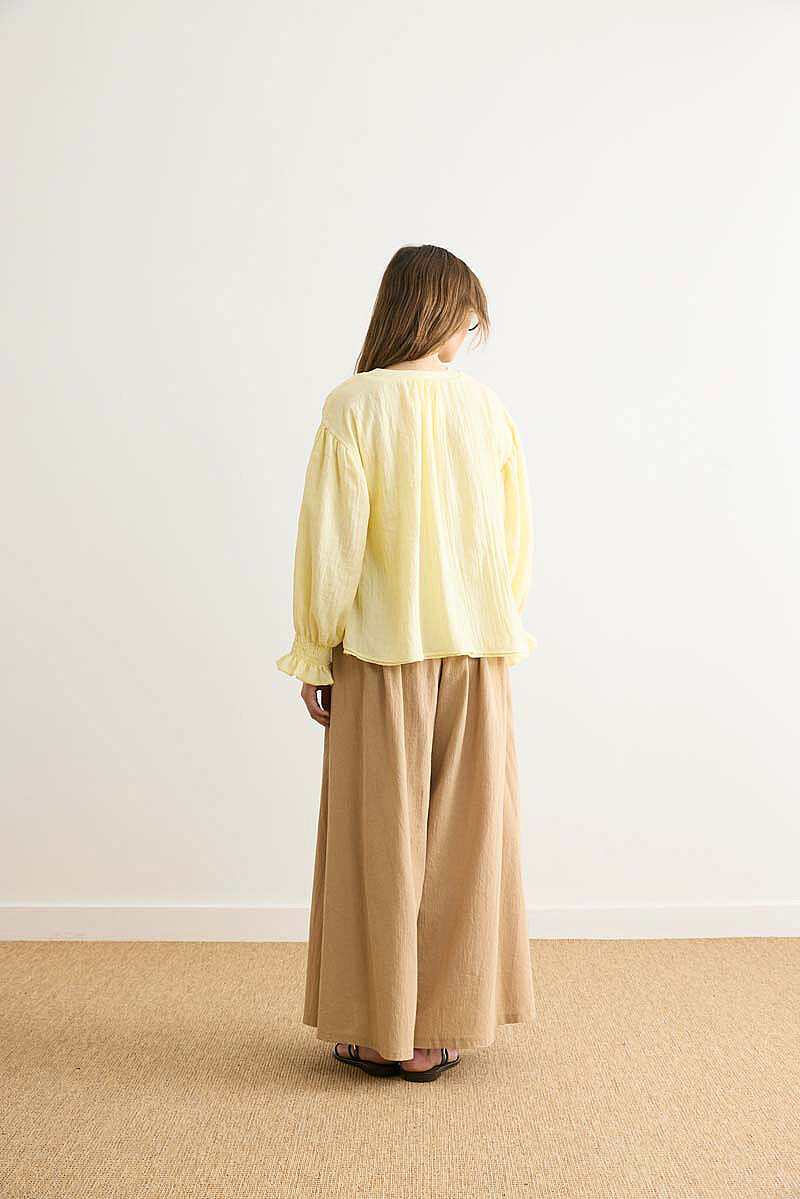 Nervürlü Vual Gömlek Açık Sarı - 8