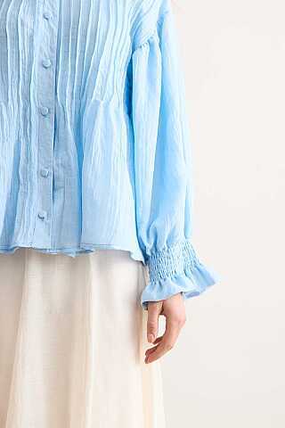 Nervürlü Vual Gömlek Bebe Mavisi - 2