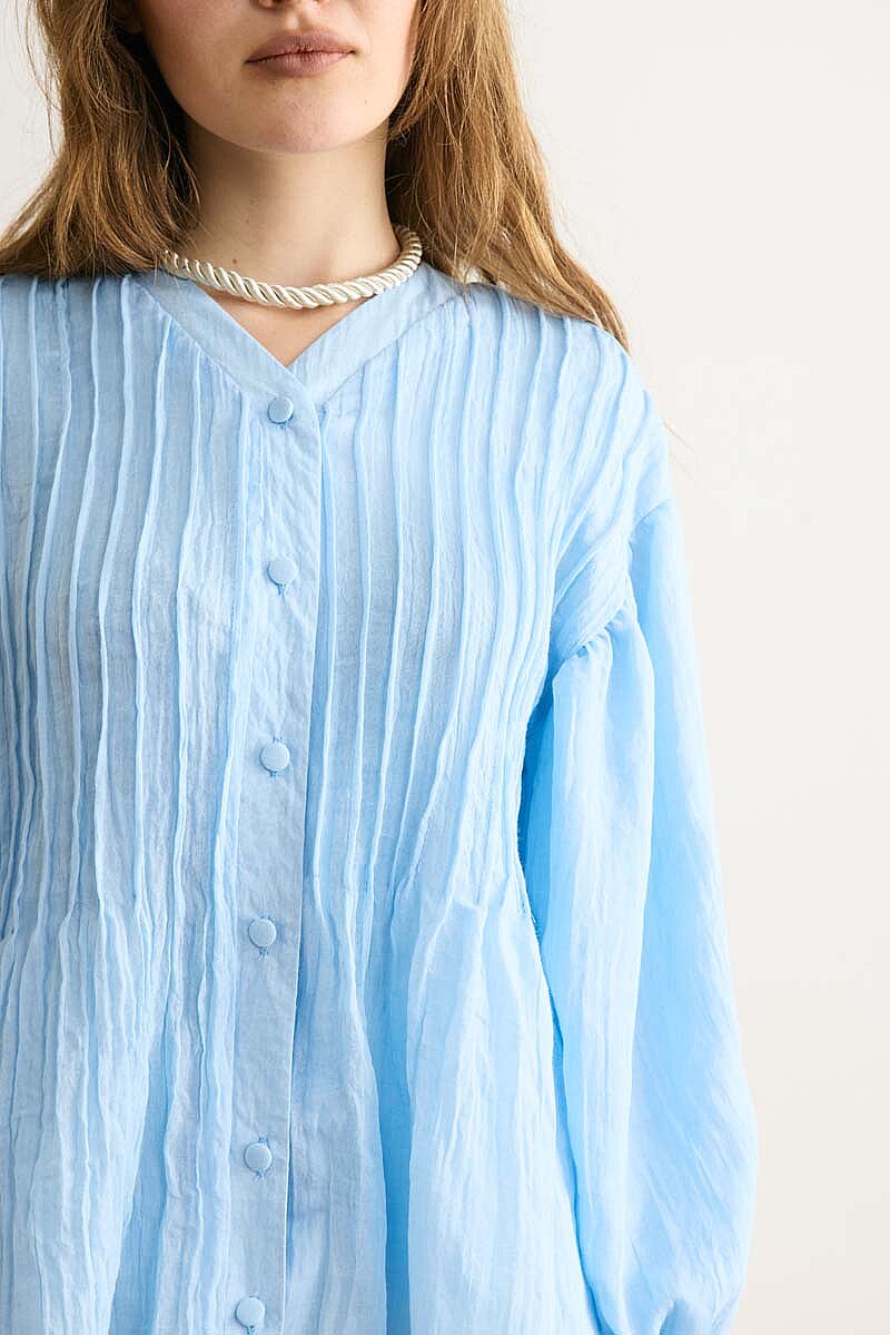 Nervürlü Vual Gömlek Bebe Mavisi - 4