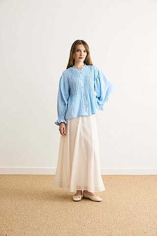 Nervürlü Vual Gömlek Bebe Mavisi - 3