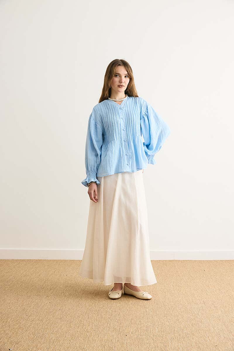 Nervürlü Vual Gömlek Bebe Mavisi - 3