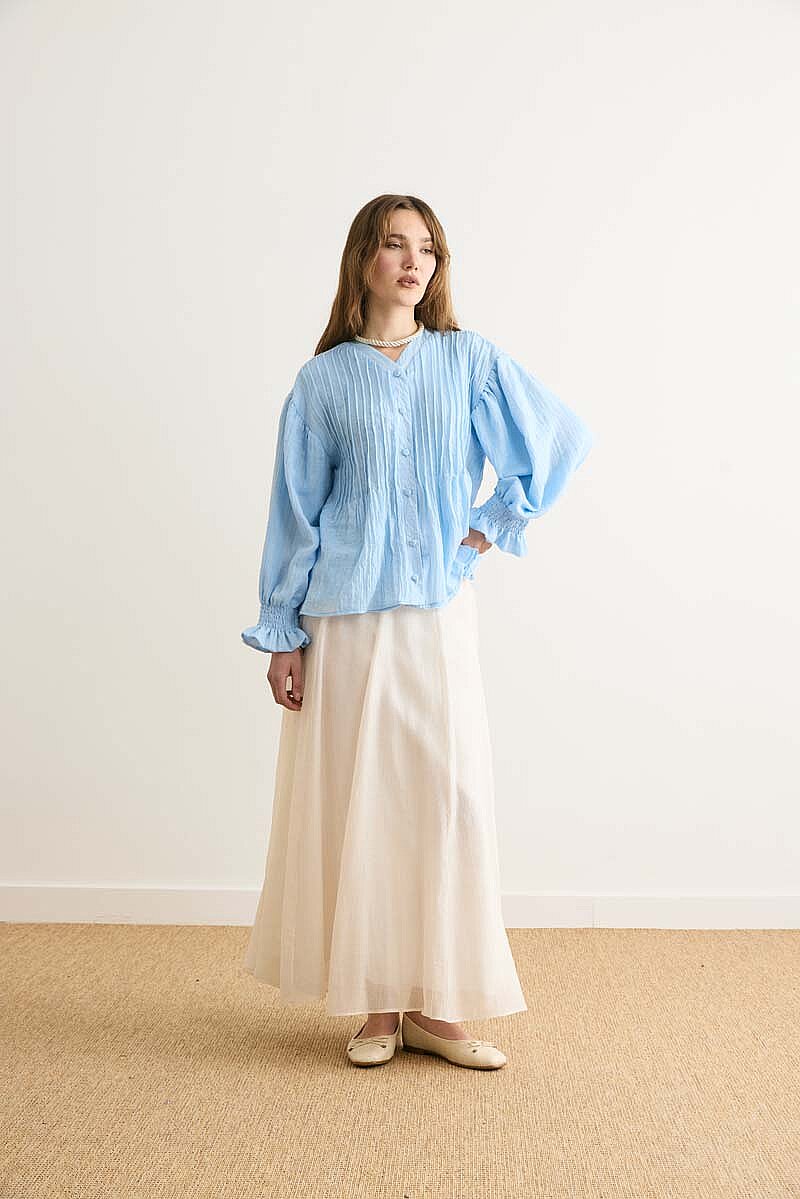 Nervürlü Vual Gömlek Bebe Mavisi - 5