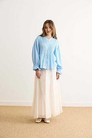 Nervürlü Vual Gömlek Bebe Mavisi - 7