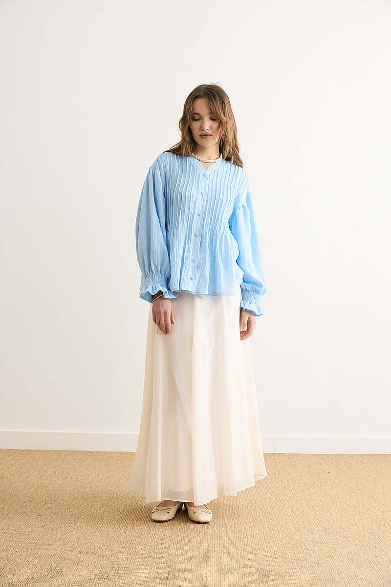 Nervürlü Vual Gömlek Bebe Mavisi - 7