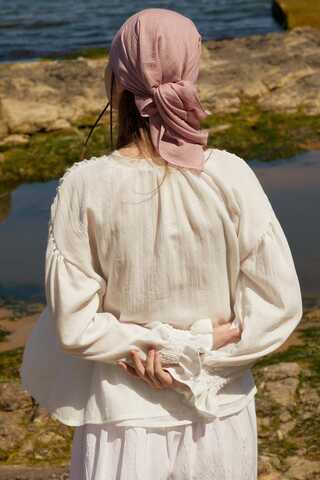 Nervürlü Vual Gömlek Beyaz - 13