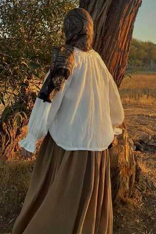 Nervürlü Vual Gömlek Beyaz - 4