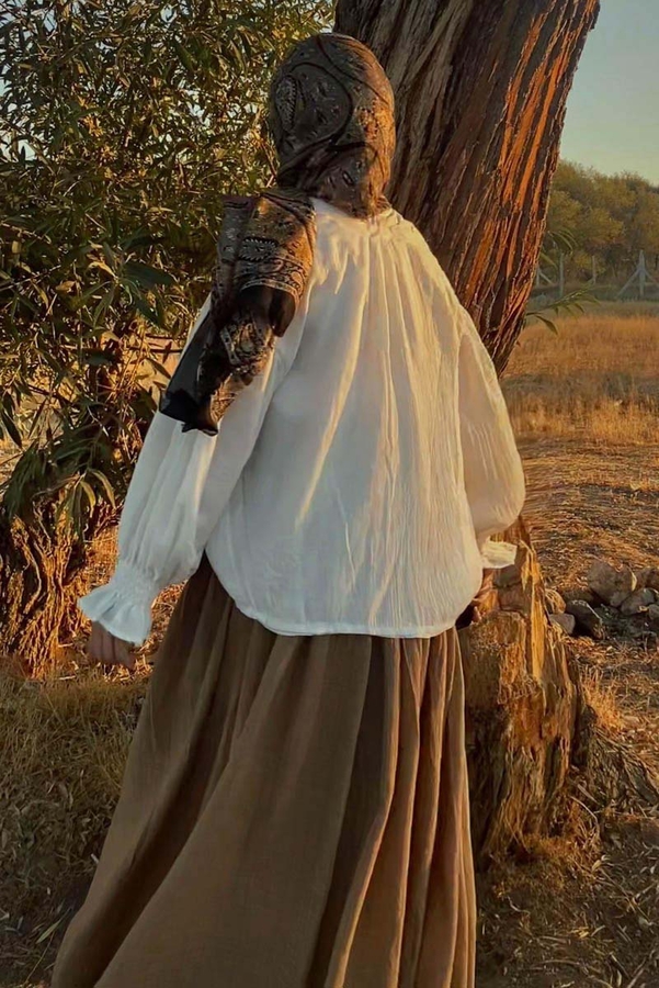 Nervürlü Vual Gömlek Beyaz - 4