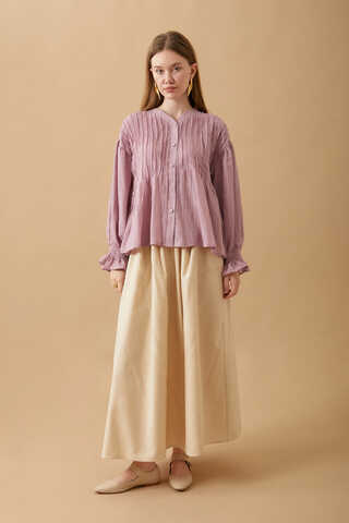 Nervürlü Vual Gömlek Pudra - 10
