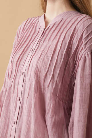 Nervürlü Vual Gömlek Pudra - 14