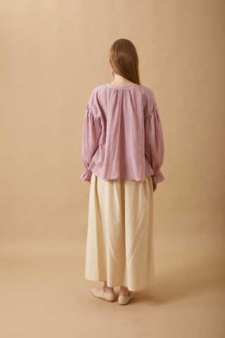 Nervürlü Vual Gömlek Pudra - 20