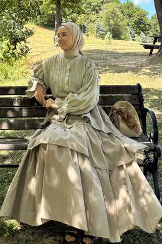 Nervürlü Vual Gömlek Taş - 1