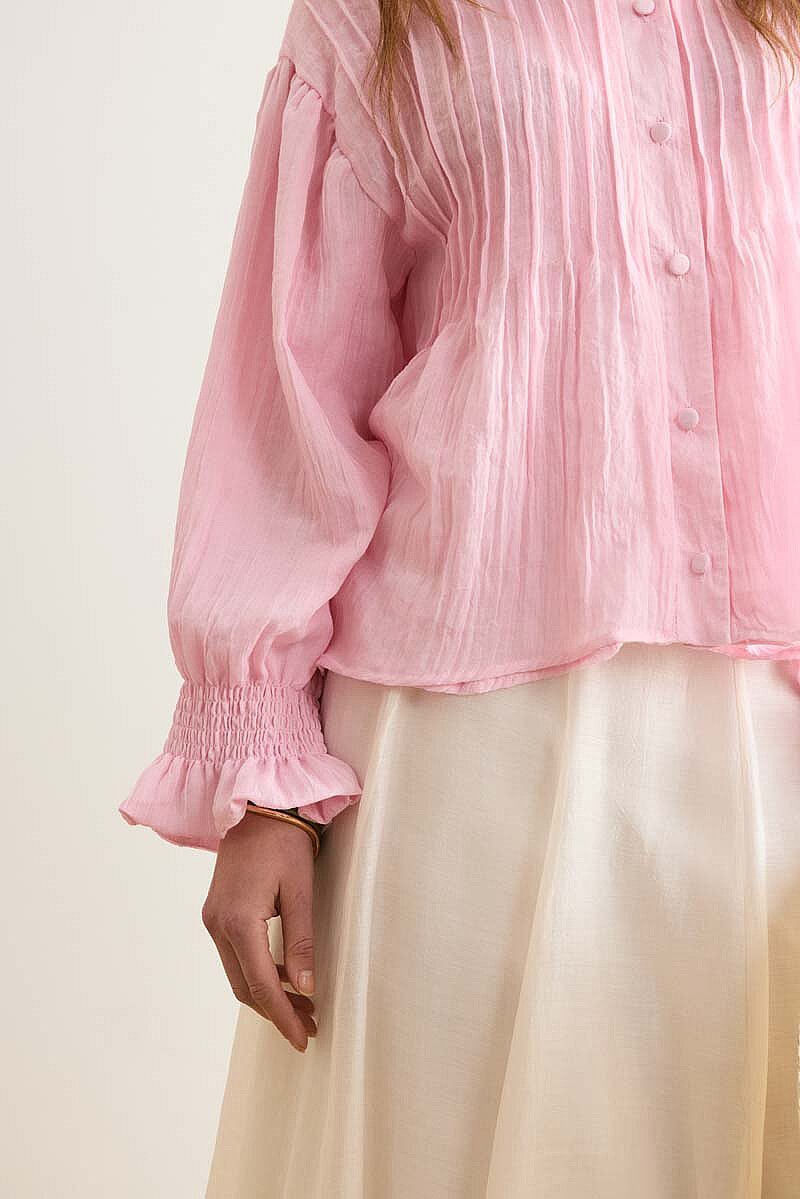 Nervürlü Vual Gömlek Toz Pembe - 5