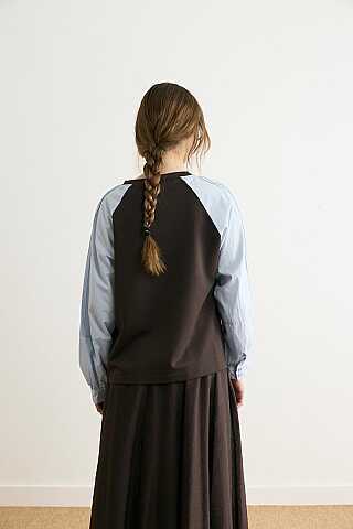Poplin Kol Detaylı Bluz Acı Kahve - 8