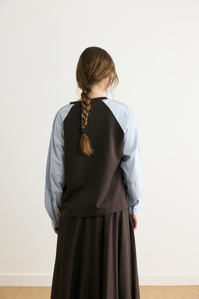 Poplin Kol Detaylı Bluz Acı Kahve - 8
