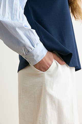 Poplin Kol Detaylı Bluz Lacivert - 6