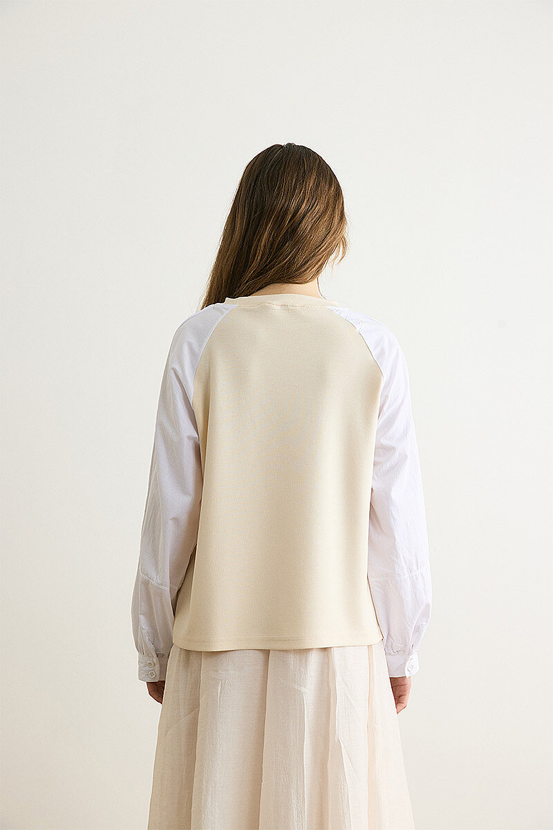 Poplin Kol Detaylı Bluz Taş - 5