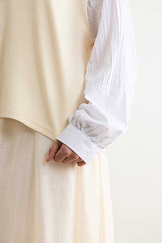 Poplin Kol Detaylı Bluz Taş - 2