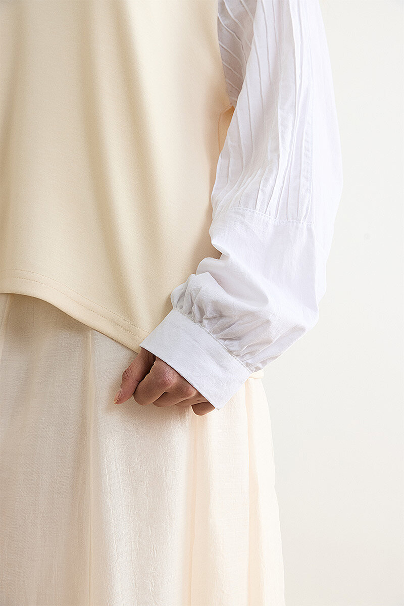 Poplin Kol Detaylı Bluz Taş - 2