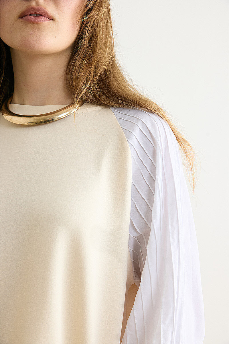 Poplin Kol Detaylı Bluz Taş - 4